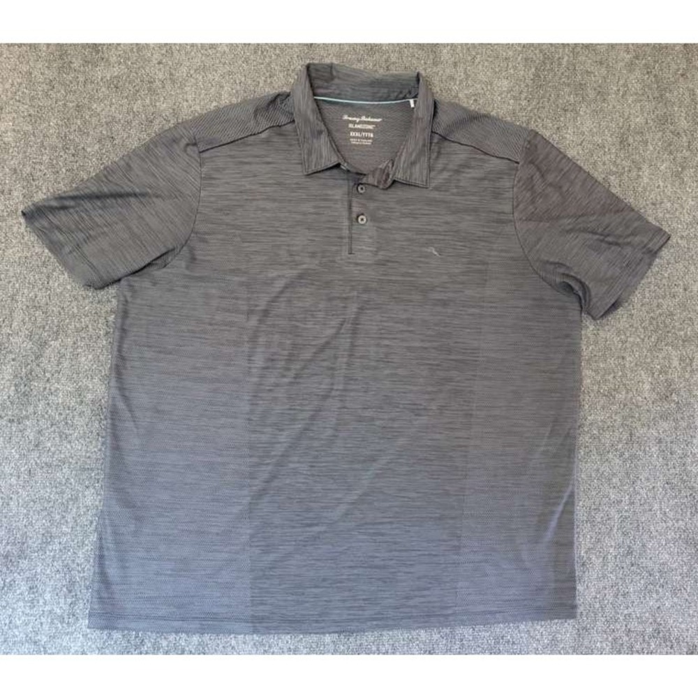 Tommy Bahama Polo Shirt Men's 3XL Gray IslandZone‎ Space Dye Mesh Performance